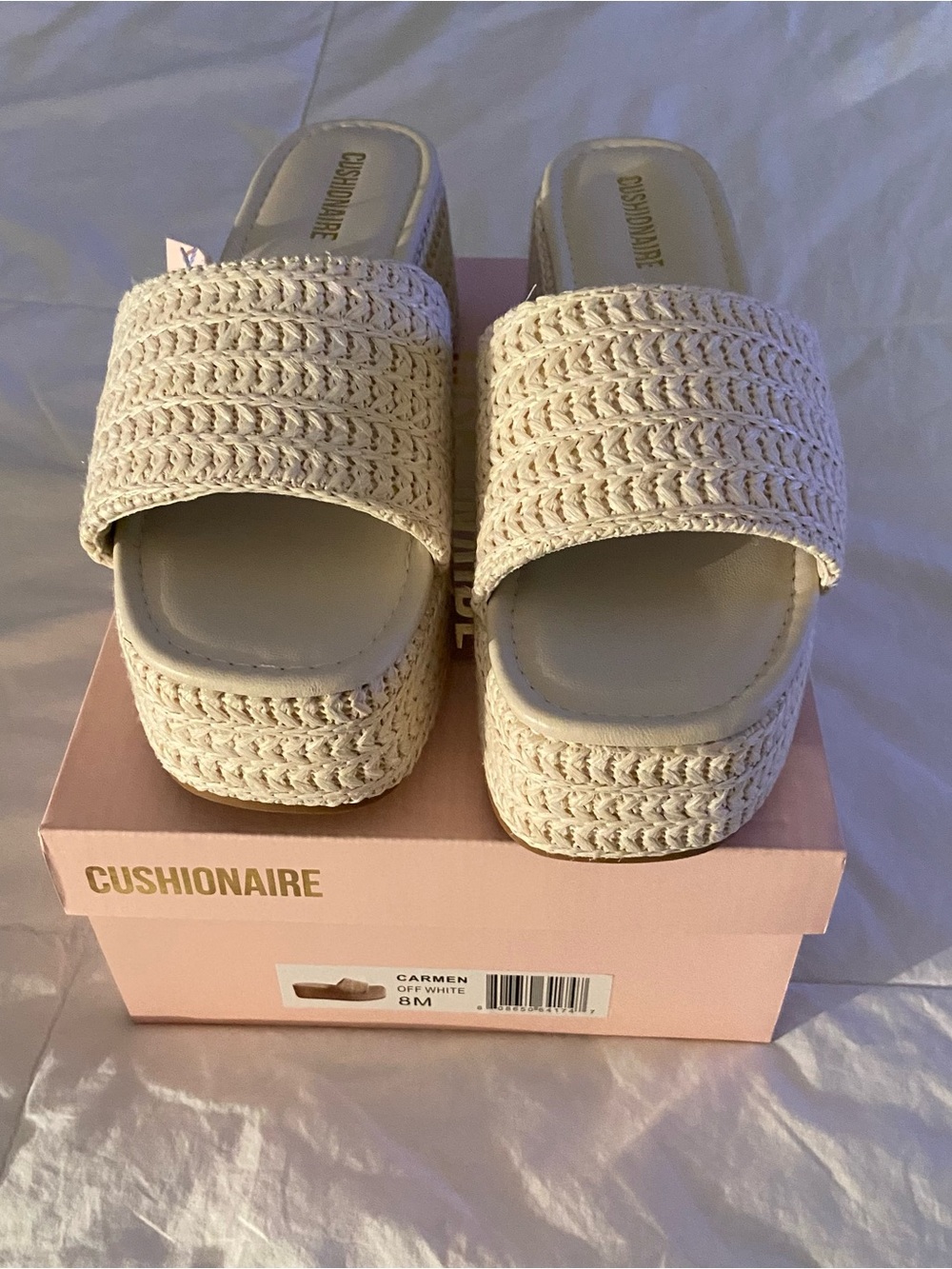 CUSHIONAIRE Woven Platform Slide Sandals